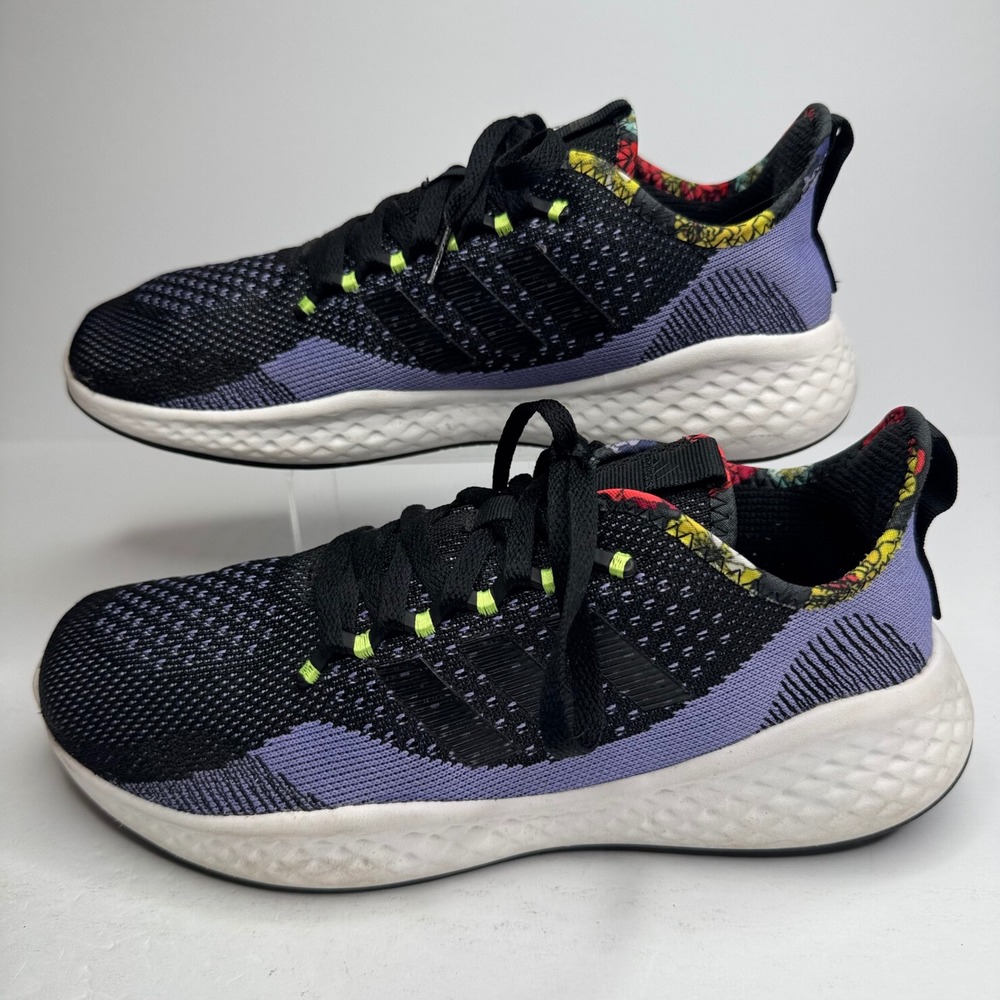 Adidas Fluidflow 2.0 Womens Running Shoes Black Purple Floral GX8730 Size 9